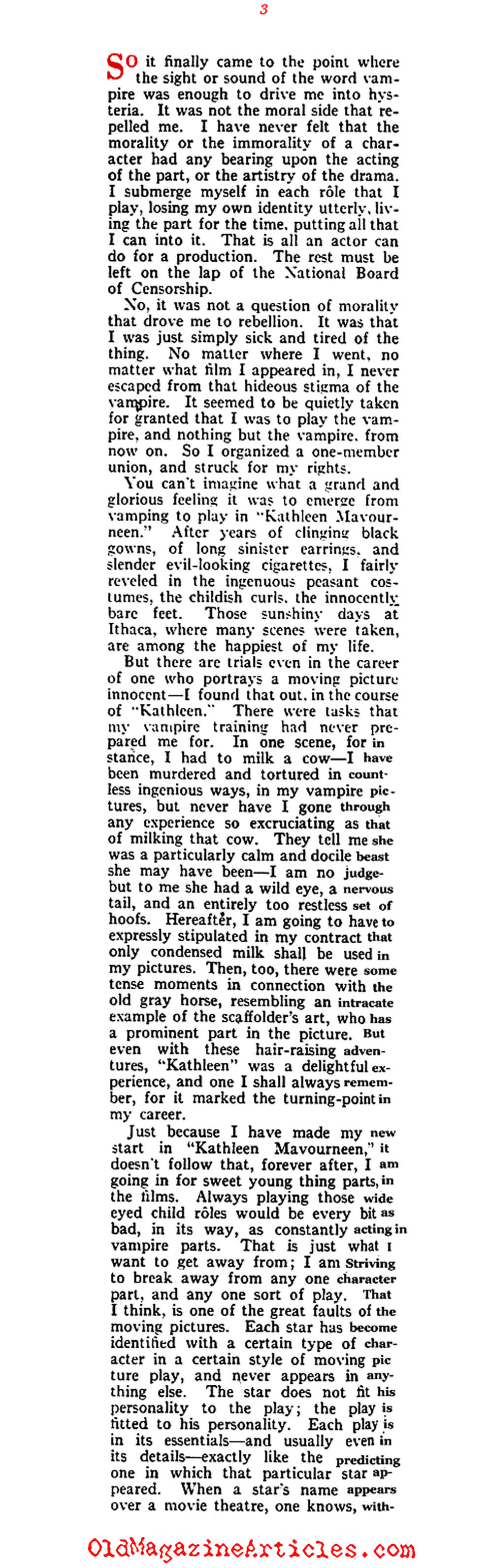 The Rebellion of Theda Bara (Vanity Fair, 1919)